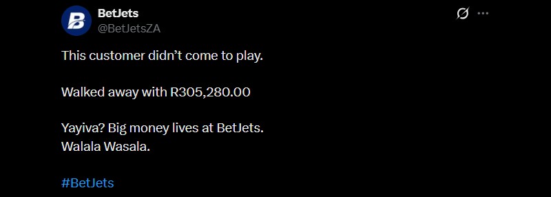 Twitter 305K BetJets Slot Win